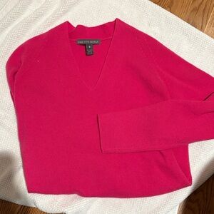 Saks Fifth Avenue Bright Pink V-Neck tunic cashmere Sweater